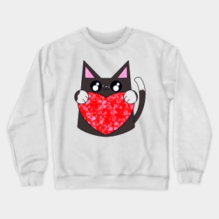 Socks The Black And White Pattern Cat With Valentines Heart Crewneck Sweatshirt